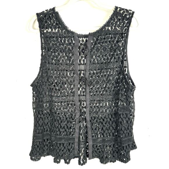 Anthropologie Tiny Crochet Lace Open Knit Top Coquette Bohemian Whimsygoth M - Picture 2 of 9